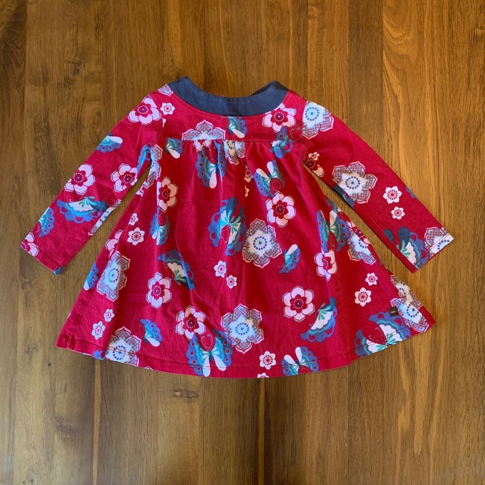 TEA COLLECTION Red Floral Dress Girls 18-24 Mos China Red Butterflies Holidays - Picture 2 of 6